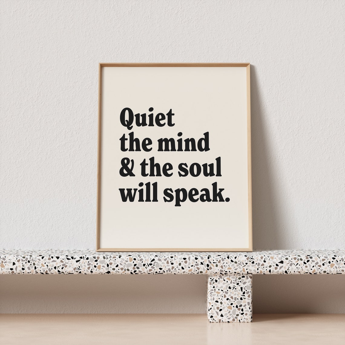 Quiet The Mind The Soul Will Speak Calm Retro Cream Meditation Poster - Image 3