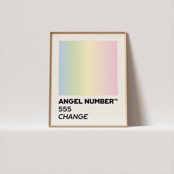 Art Print Angel Number 555 Change Stunning Retro Typography Pastel Gradient A Must Have For Your Gallery Wall