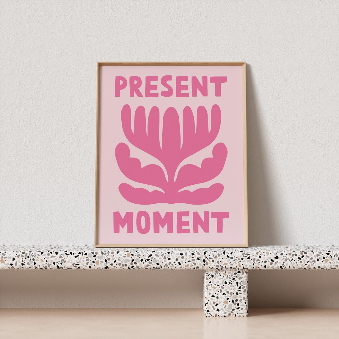 Present Moment Pink Maximalist Poster with Abstract Flower Design - Image 4