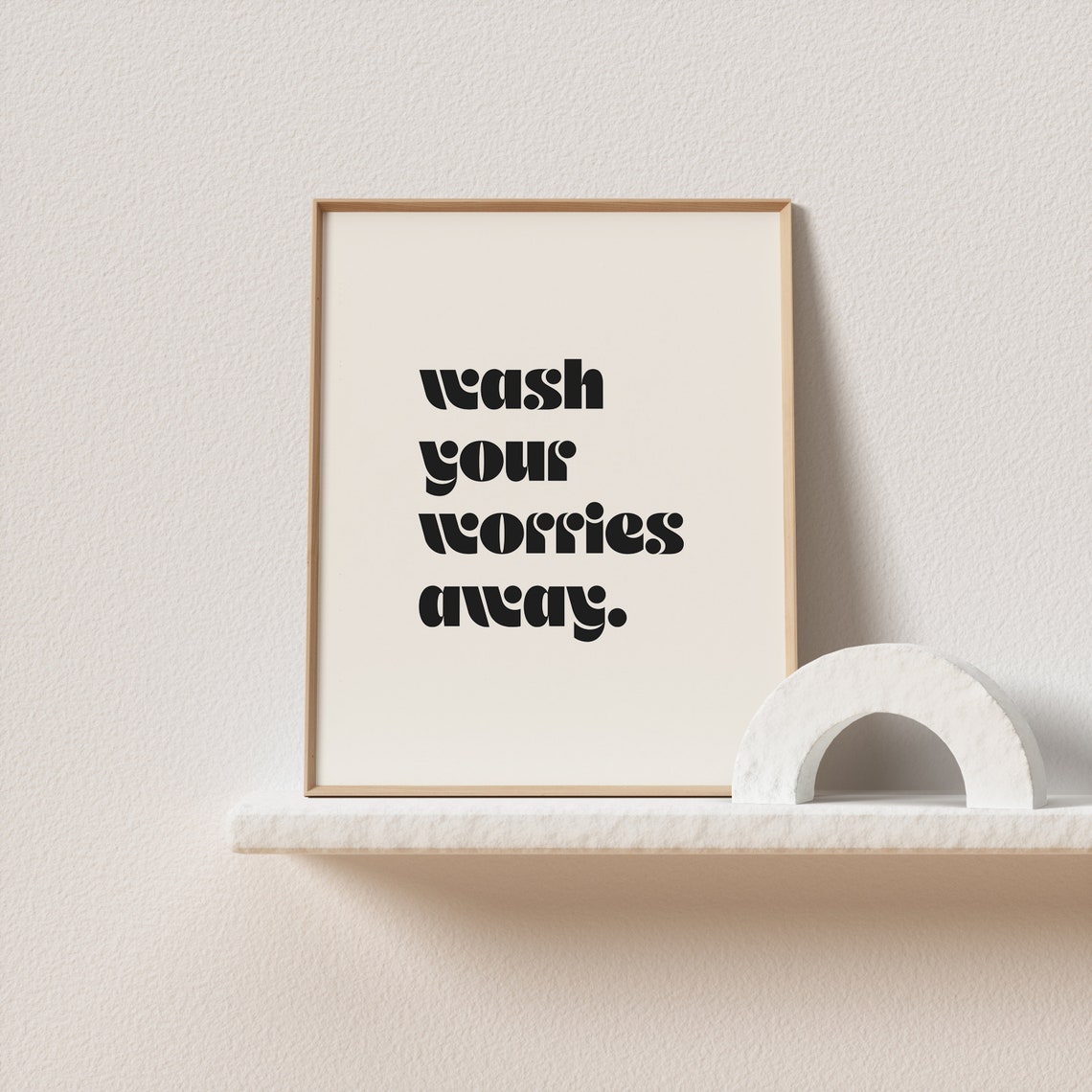 Wash Your Worries Away Groovy Lowercase Soothing Bathroom Poster - Image 2