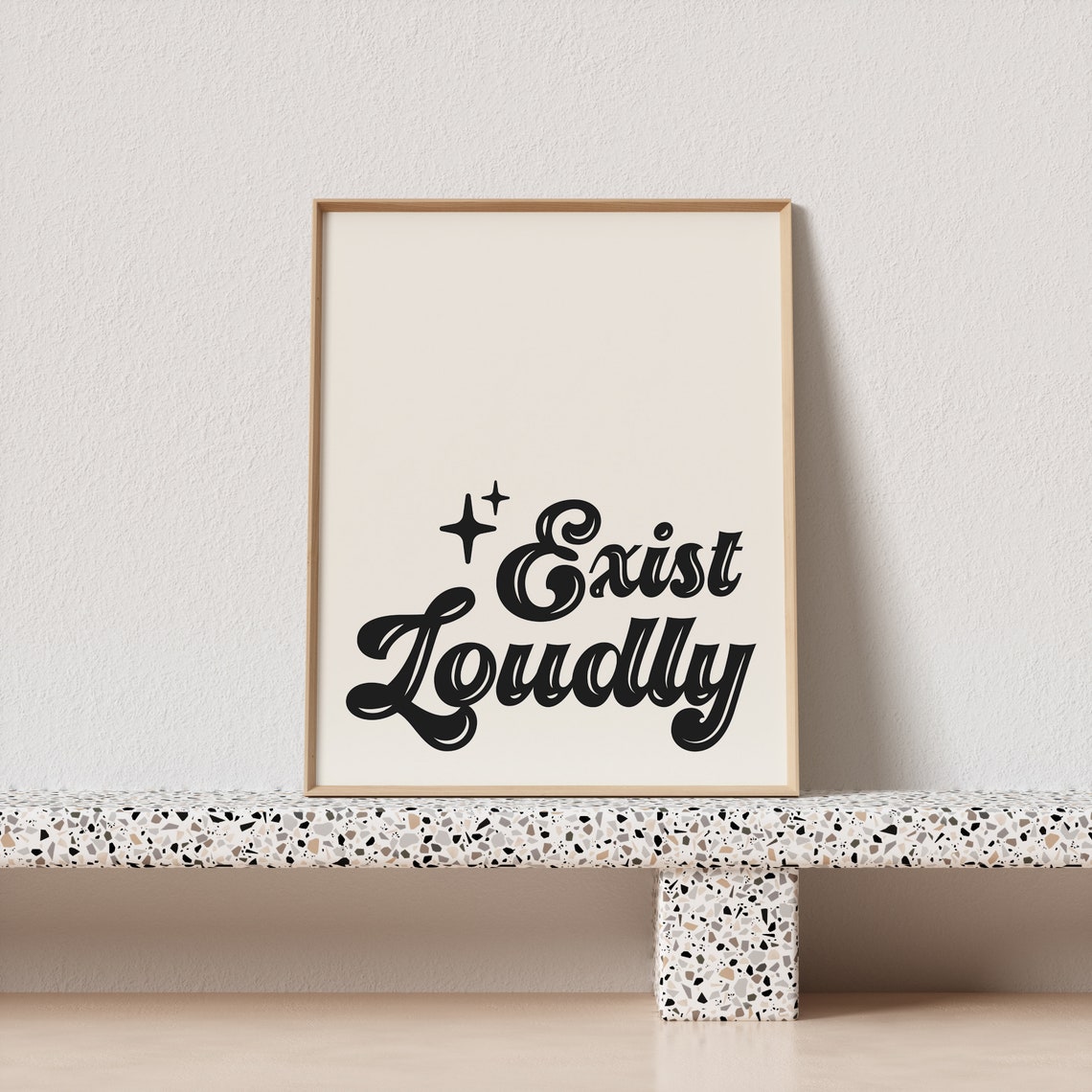 Exist Loudly Retro Script Quote Poster With Sparkles For Bold Souls - Image 2