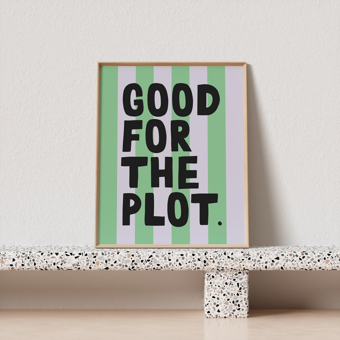 Good for the Plot Bold Striped Poster in Green Lilac and Black - Image 3