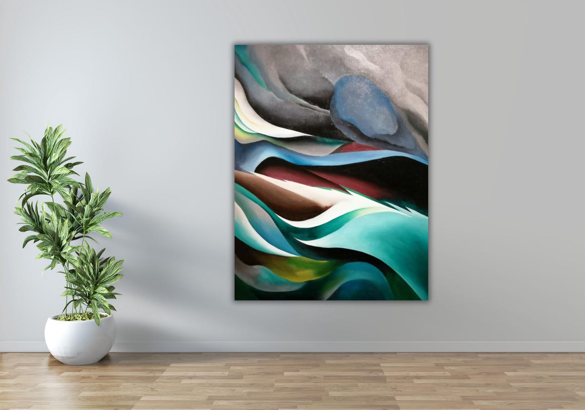 Abstract Flowing Waves Earth Tone Modernist Organic Form Poster - Image 2