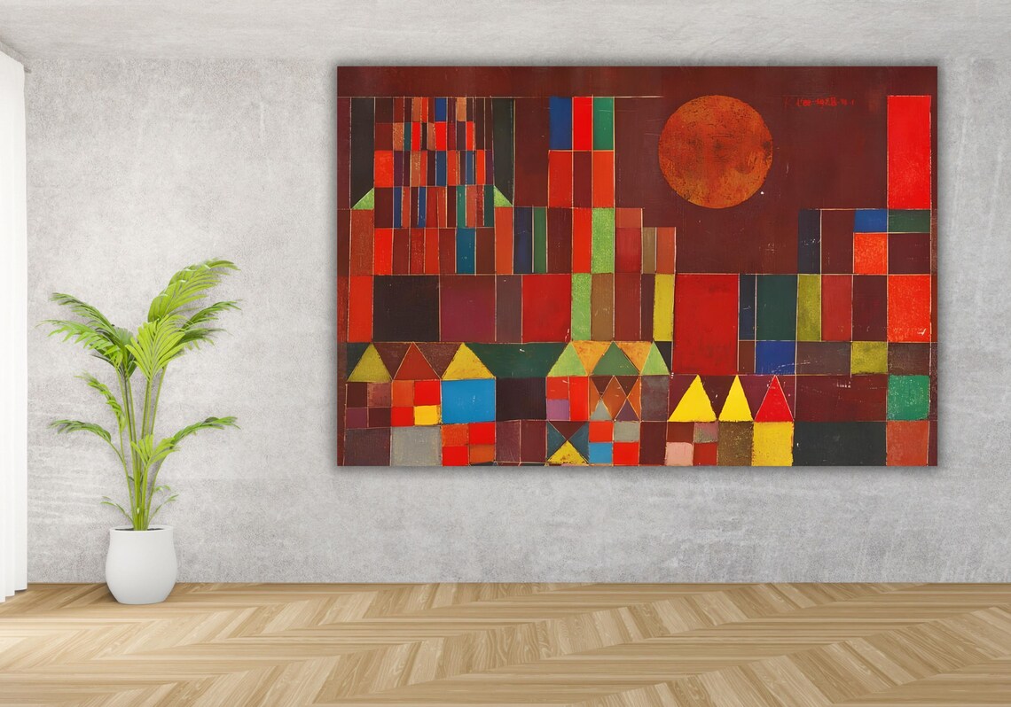 Paul Klee Castle and Sun 1928 Red Castle Geometric Art Poster - Image 3