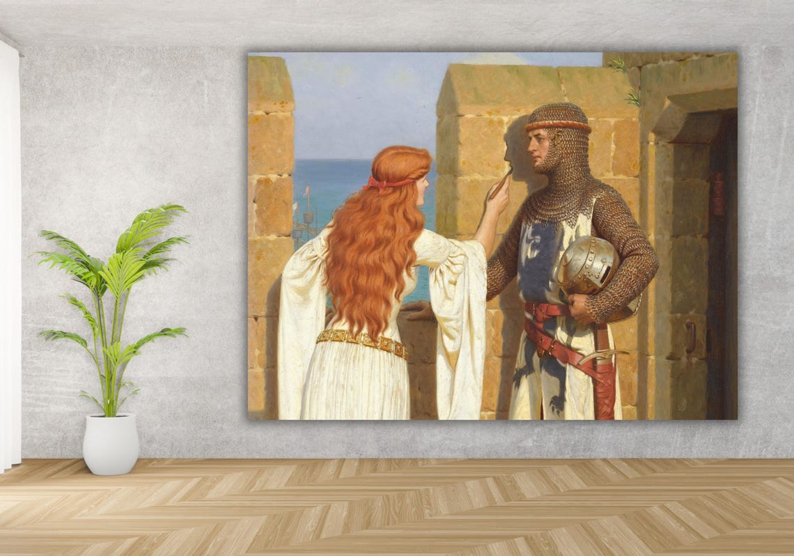 Edmund Blair Leighton The Shadow Medieval Knight Lady Wall Poster - Image 2
