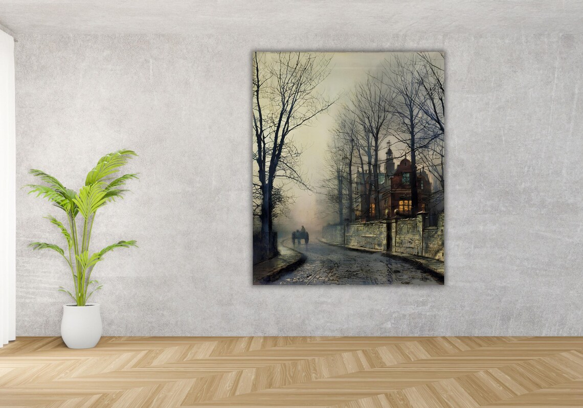 Atkinson Grimshaw Moonlit Victorian Lane Golden Dusk Scene Art Poster - Image 3