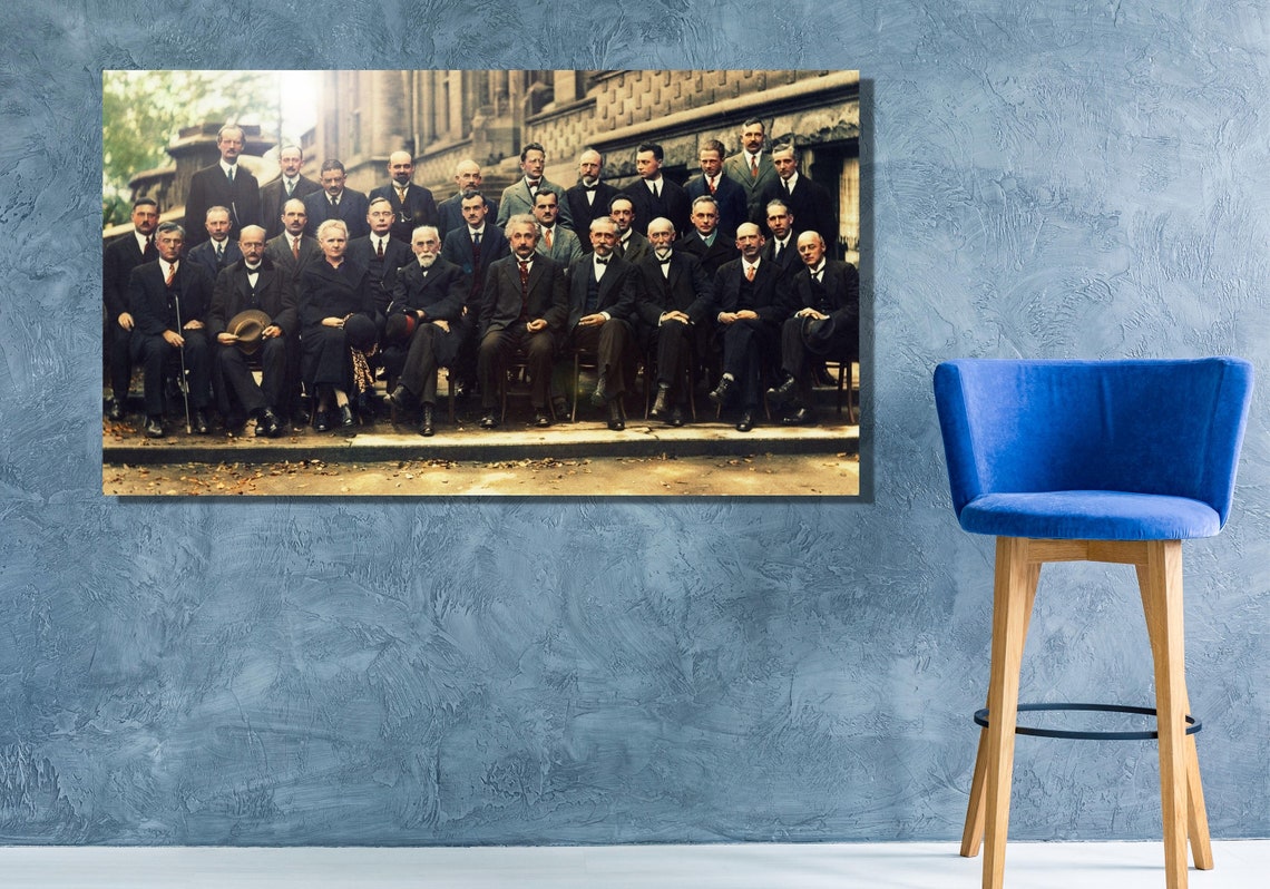1927 Solvay Conference Scientists Group Colorized Photo Art Poster - Image 3