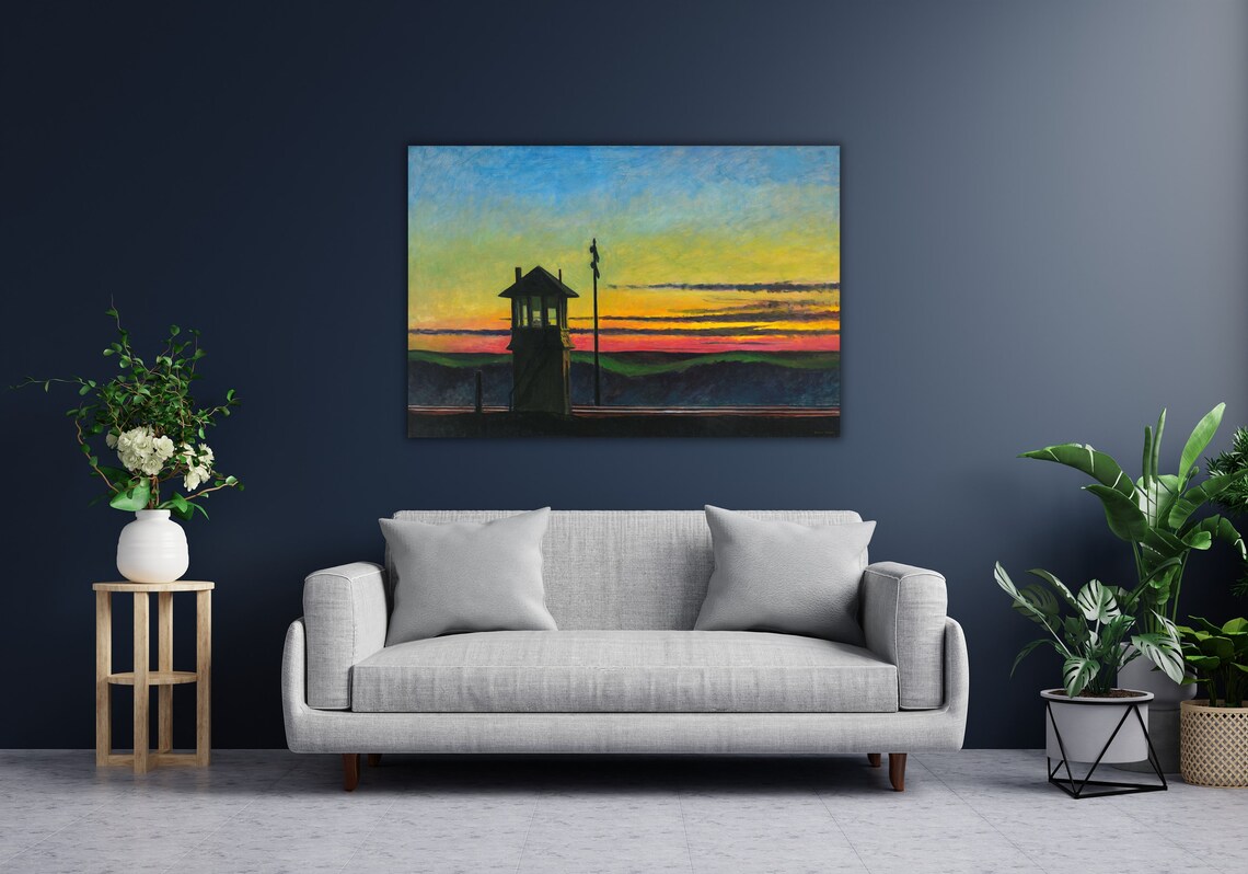 Edward Hopper Railroad Sunset Signal Tower Twilight Painting Poster - Image 3