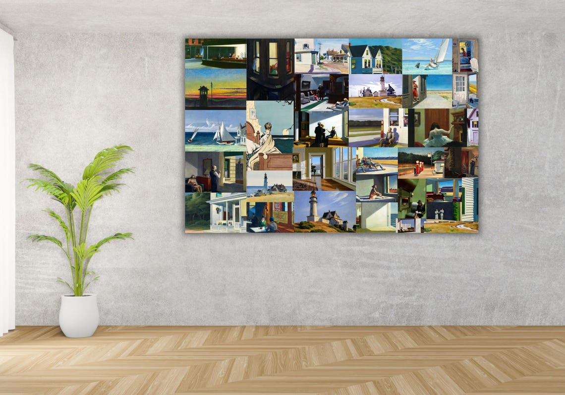 Edward Hopper Artwork Collage Nighthawks Lighthouse Paintings Poster - Image 2