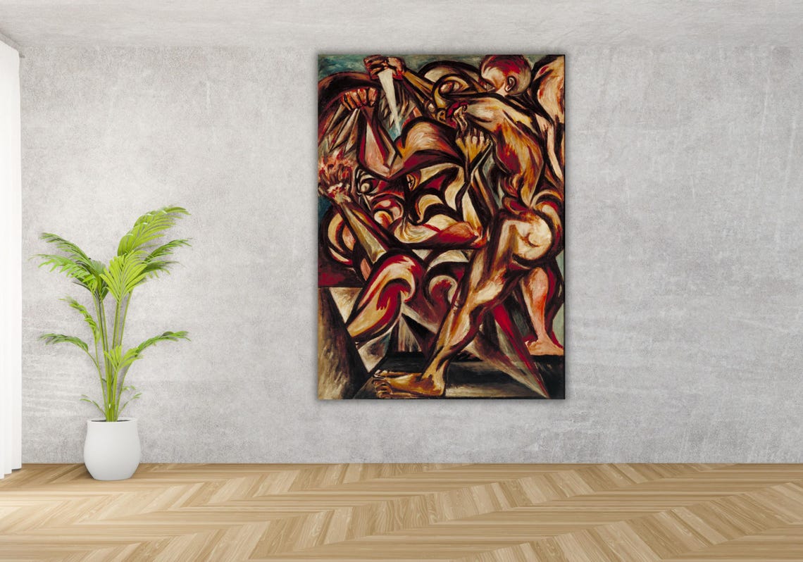 Expressionist Contorted Figures Bold Abstract Modern Painting Poster - Image 2
