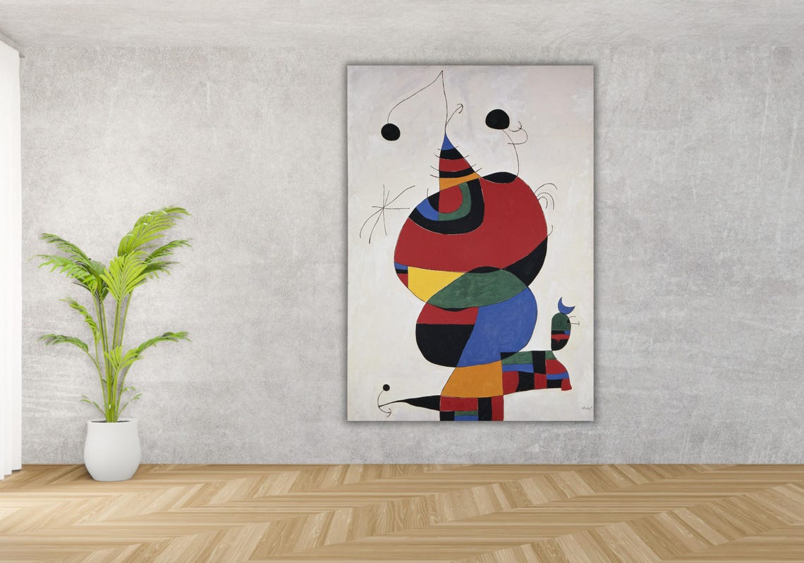 Joan Miro Woman Bird Star Poster Art Joan Miro Exhibition Wall Art Joan Mir Woman Bird Star In Honor Of Pablo Picasso - Image 3
