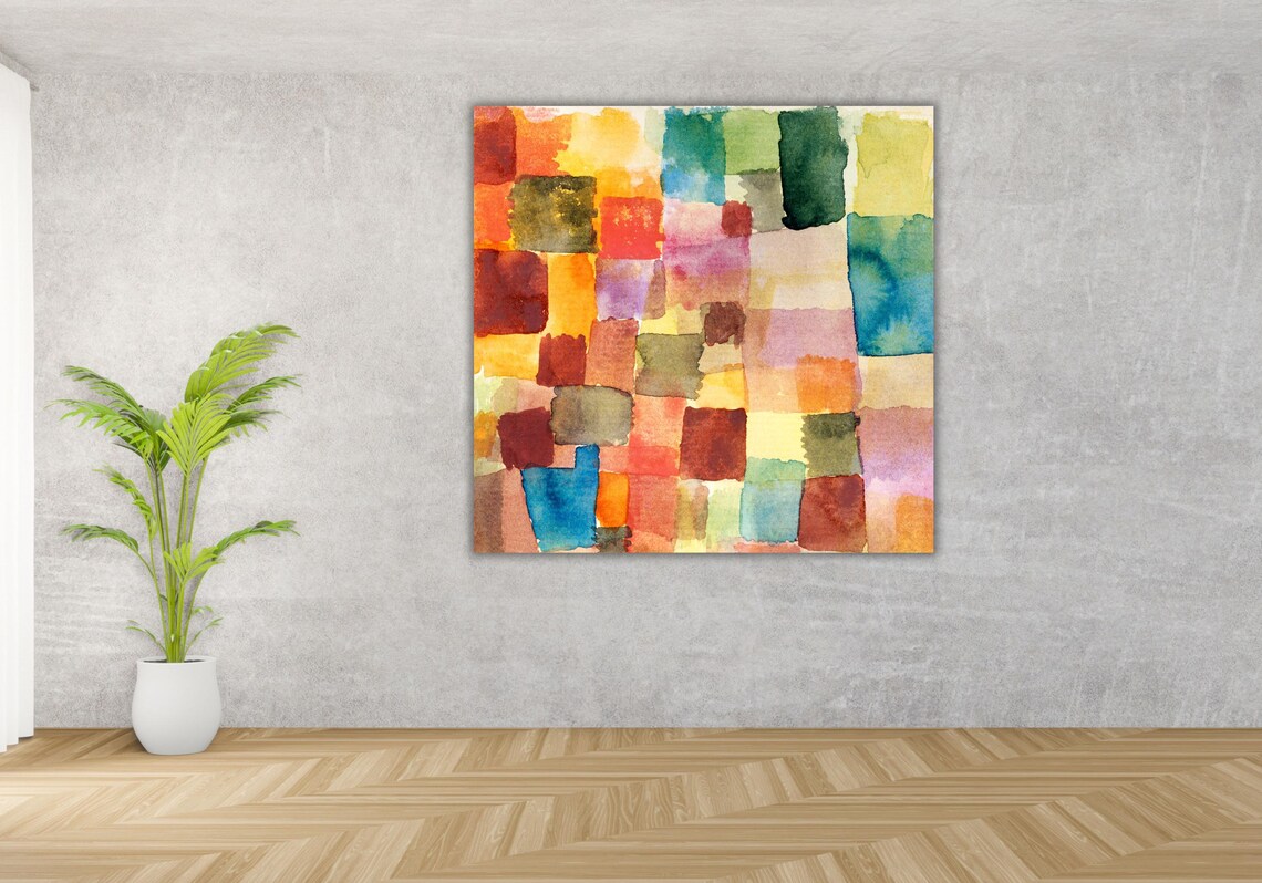Colorful Squares Abstract Watercolor Geometric Bauhaus Modern Poster - Image 2