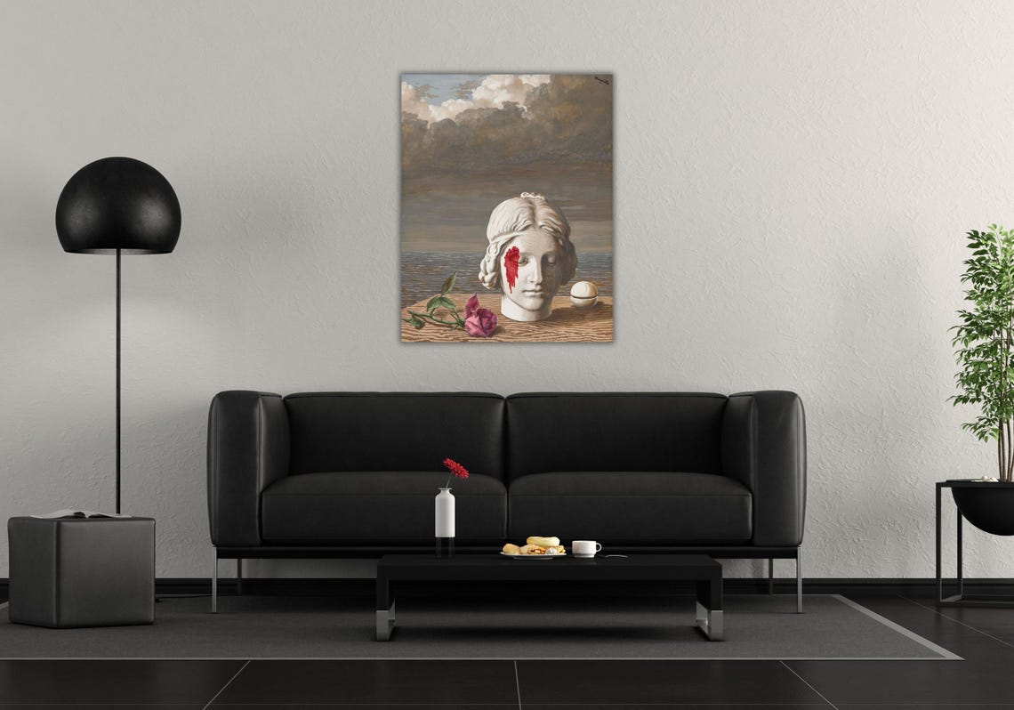 Rene Magritte Memory Stone Bust Surrealist Seascape Painting Poster - Image 3