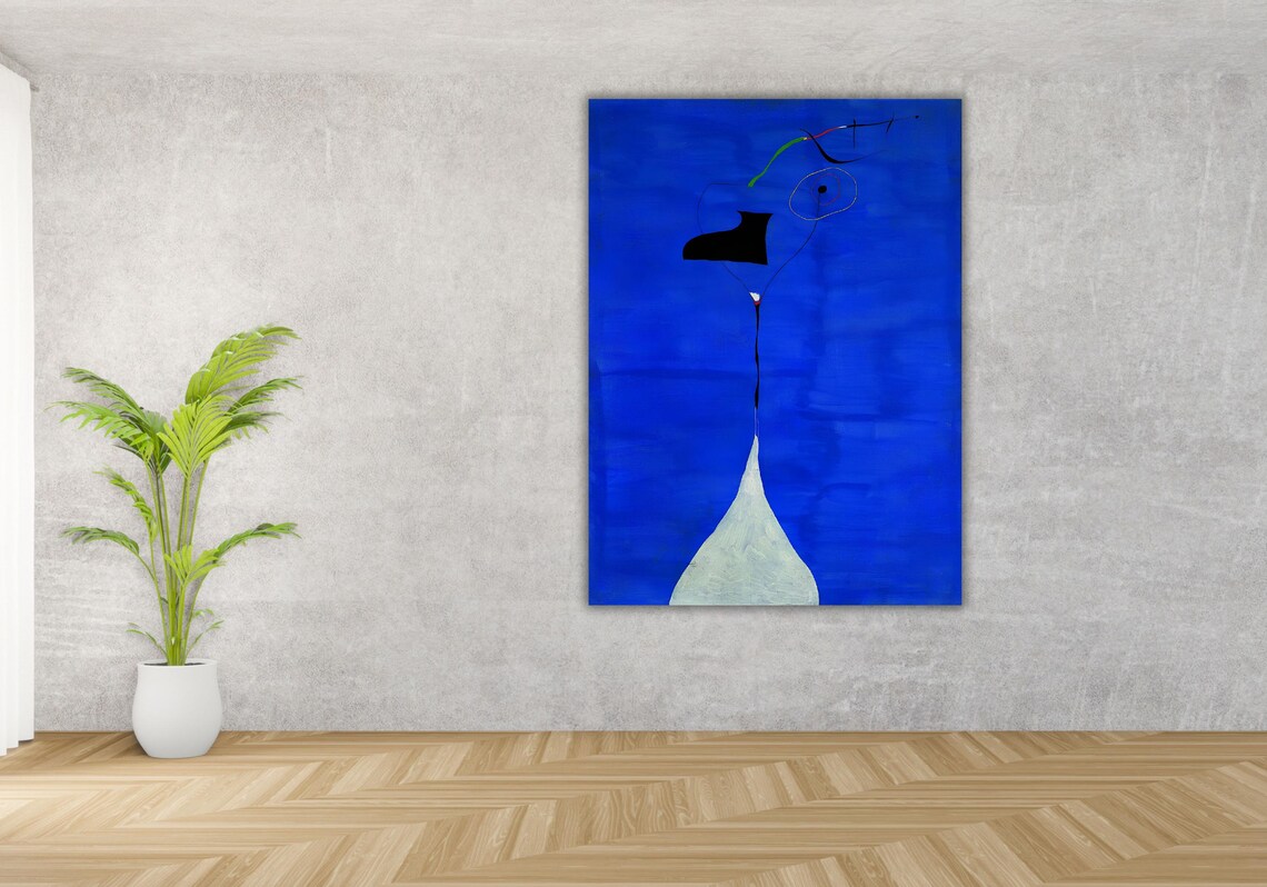 Joan Miro Abstract Blue Surrealist Biomorphic Shapes Painting Poster - Image 2