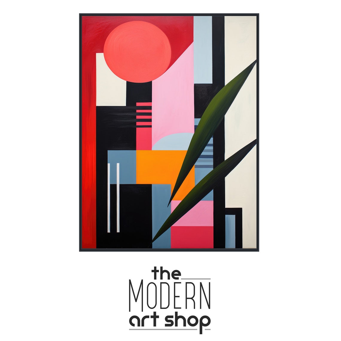 Large Mid Century Wall Art Framed Print Midcentury Modern Abstract Painting Tropical Botanical Artwork Outside - Image 4