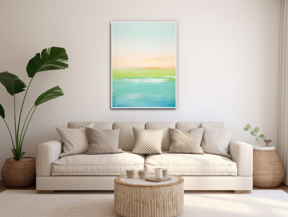 Sea Breeze Pastel Coastal Abstract Seascape Turquoise Water Wall Art Poster - Image 3