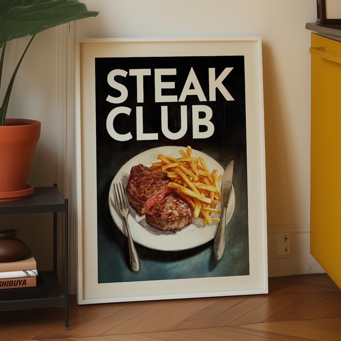Steak And Fries Retro Food Art Print