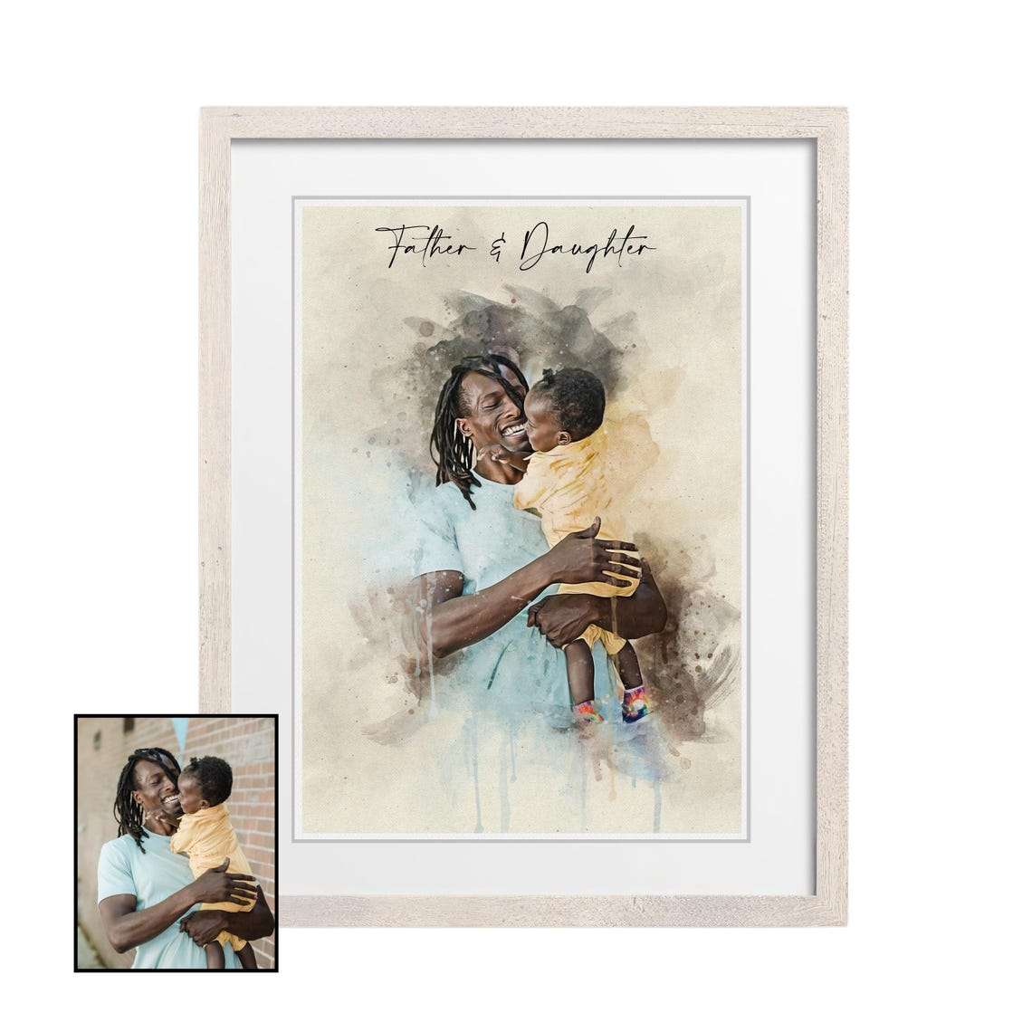 Watercolor Couple Portrait Painting From Photo Watercolor Painting Couple Print Framed Wedding Anniversary Gift Photo Painting - Image 2