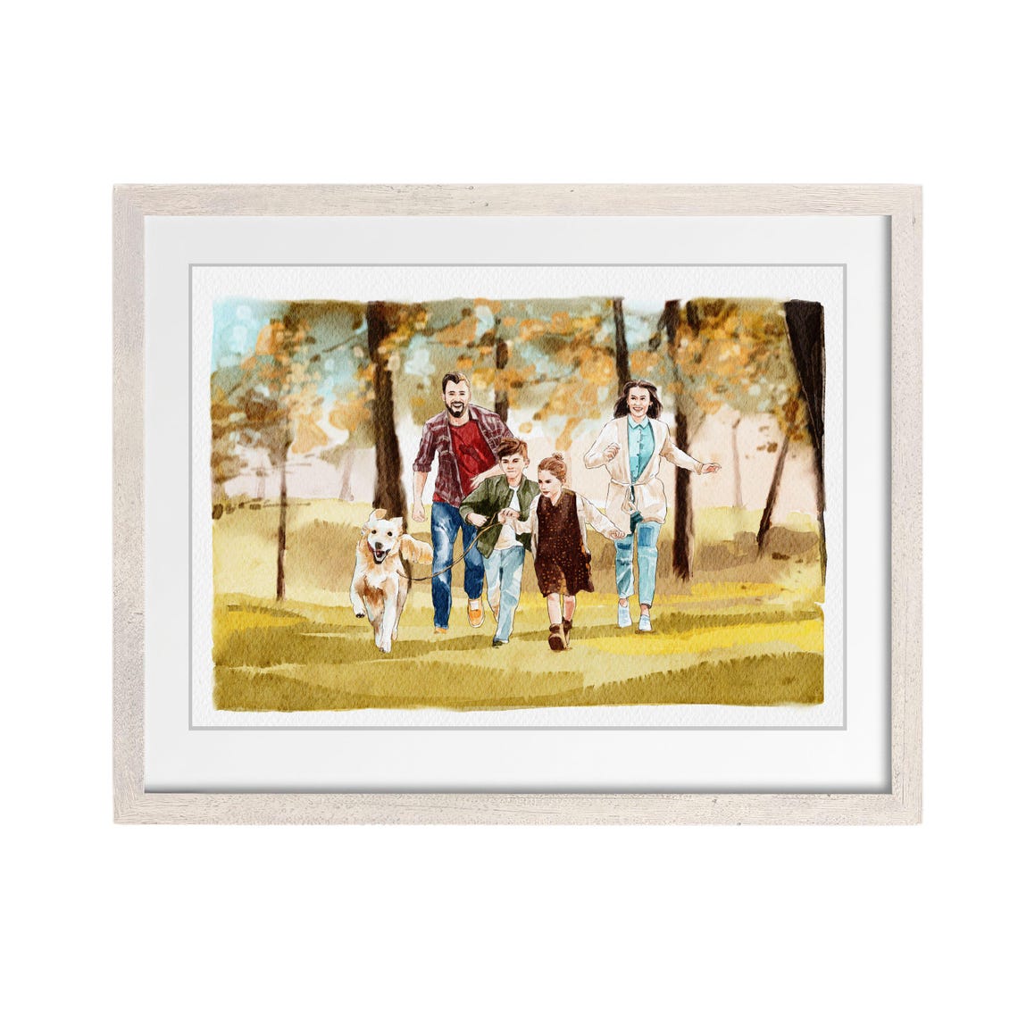 Hand Painted Family With Pet Portrait Family Print Original Portrait Gift Custom Watercolor Painting From Photo Family Photo Hand Drawn - Image 4