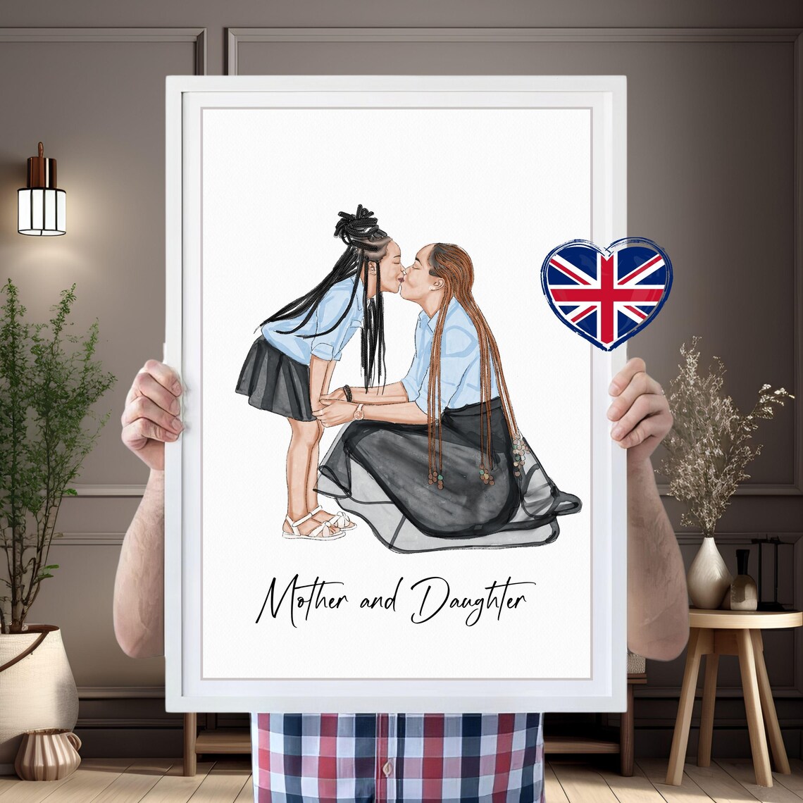 First Mothers Day Drawing Mother Son Gift Mother Daughter Painting Hand Painted Family Photo Gift Hand Drawn Portrait Mother Gift - Image 2