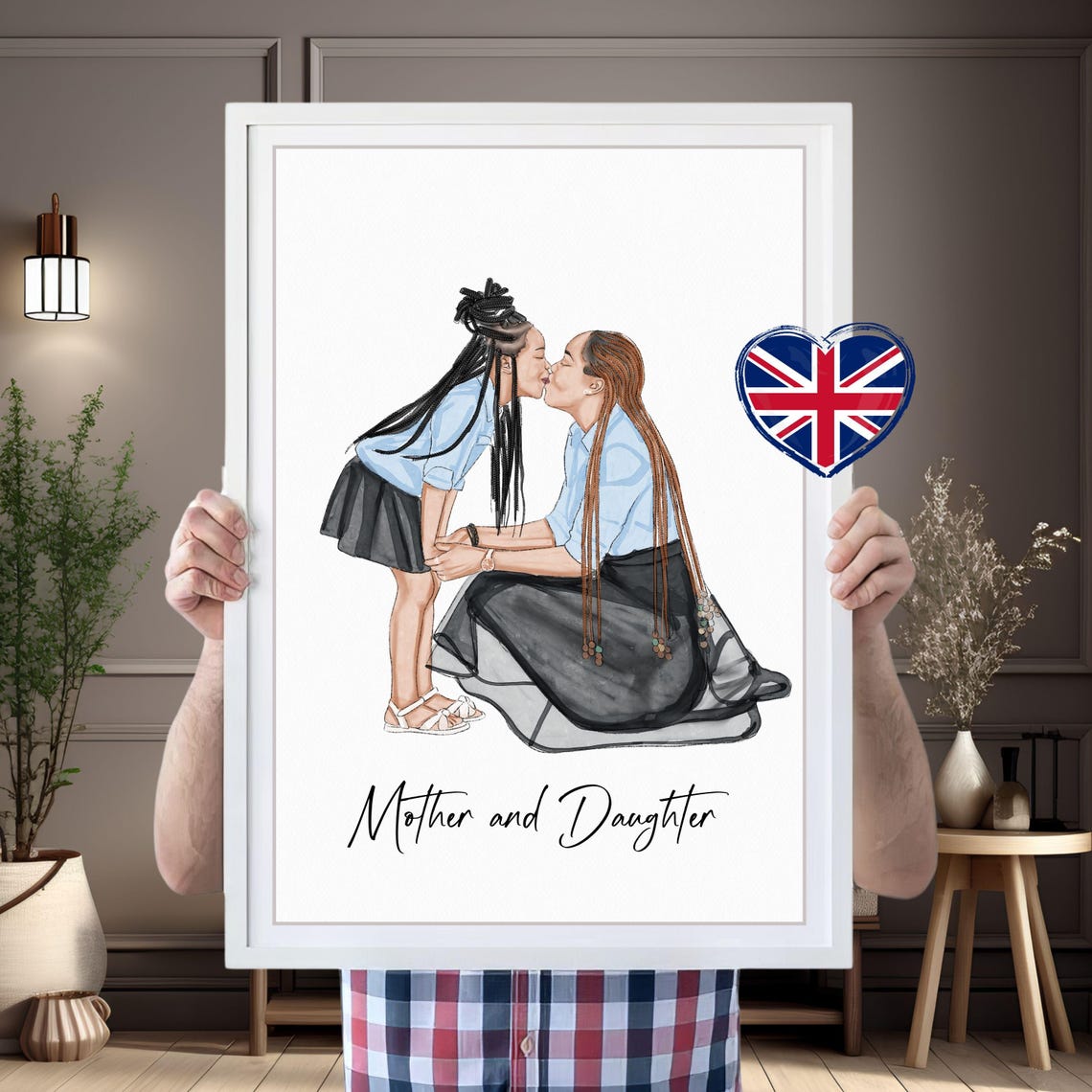 First Mothers Day Gift Mother Son Gift Mother Daughter Painting Hand Painted Family Photo Gift Hand Drawn Portrait Drawing Painting - Image 2
