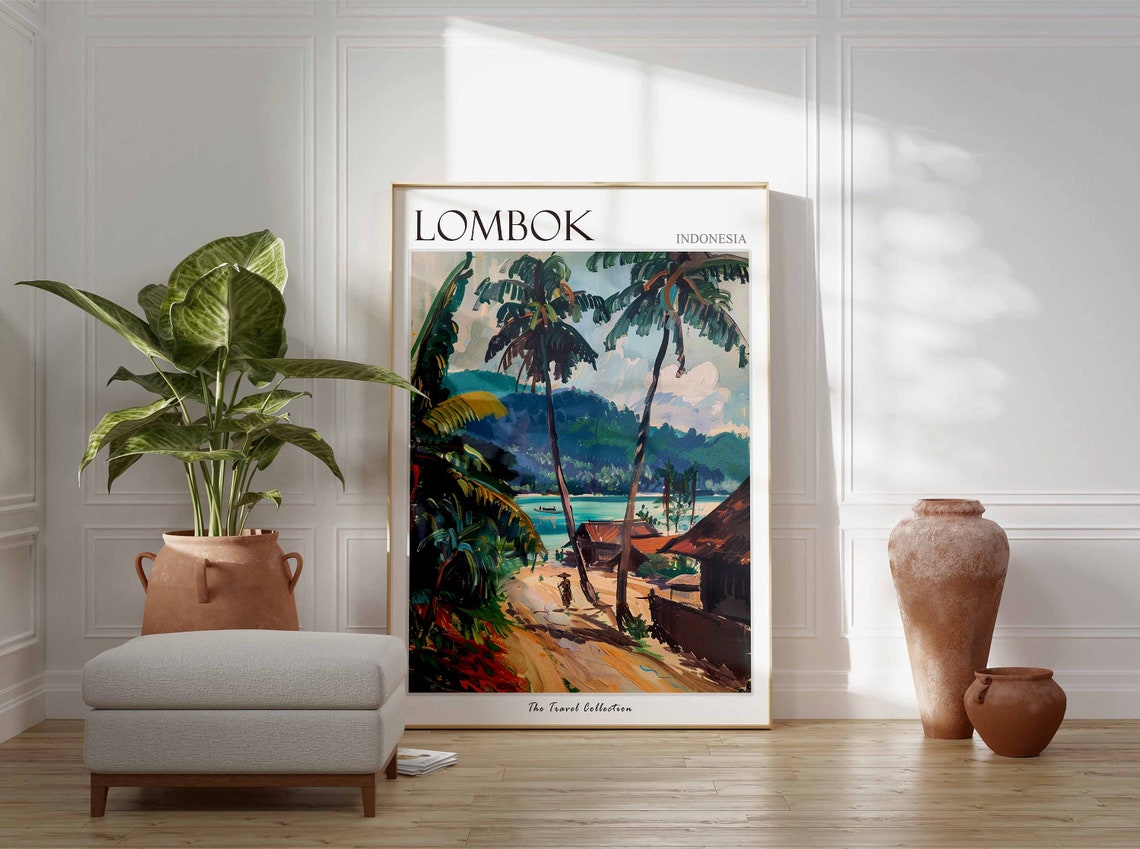 Lombok Poster Indonesia Travel Print Indonesian Decor Asia Travel Poster Asian Wall Art Sea Print Lombok Gift Lombok Travel Poster - Image 2
