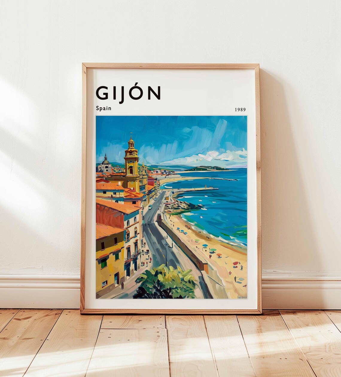 Gijon Spain Travel Poster, Asturias Coastal Art