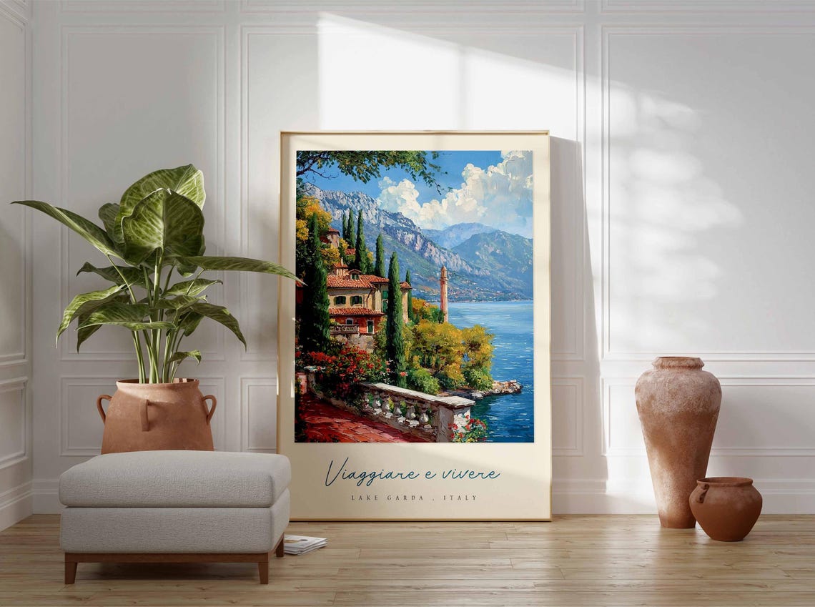 Lake Garda Poster Italian Travel Print Lake Garda Travel Art Lake Garda Wall Art Italy Art Italy Travel Decor Italian Travel Gift - Image 3