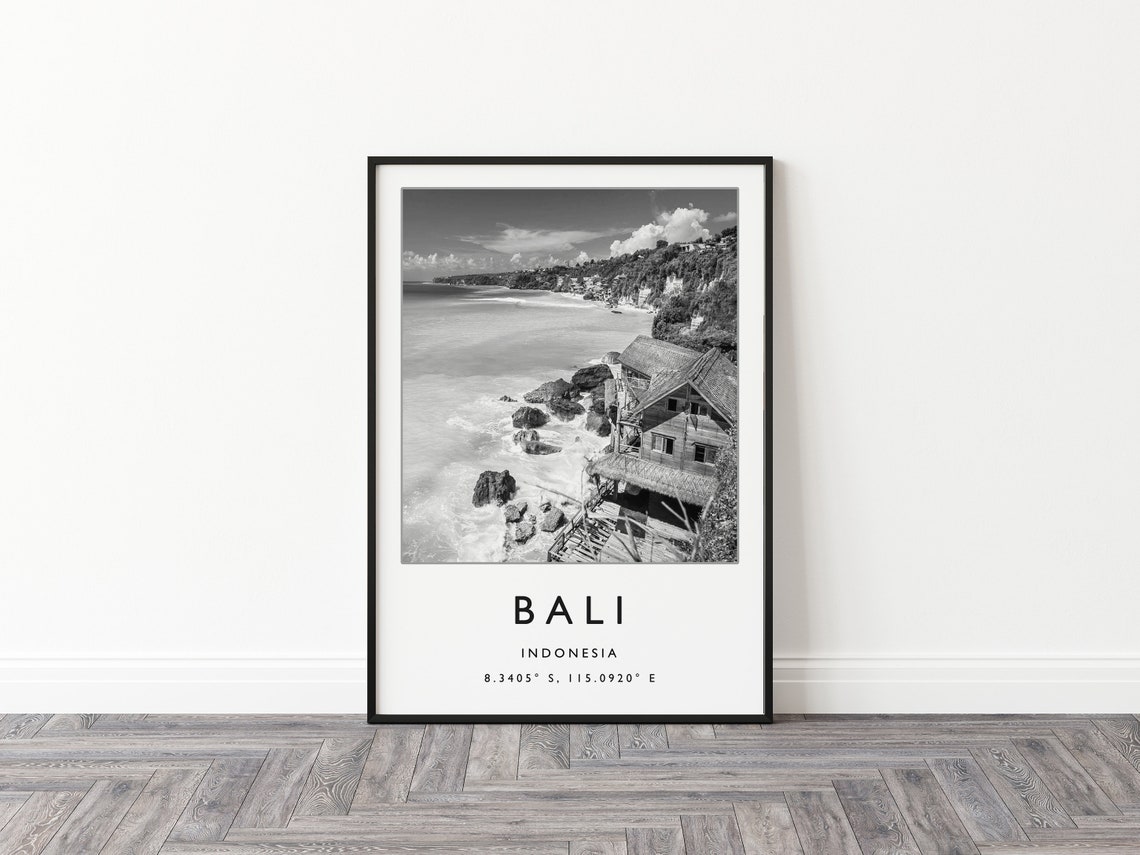 Bali Travel Print Bali Travel Poster Indonesia Travel Print Beach Travel Poster Sea Travel Art Black And White Travel Gift - Image 2