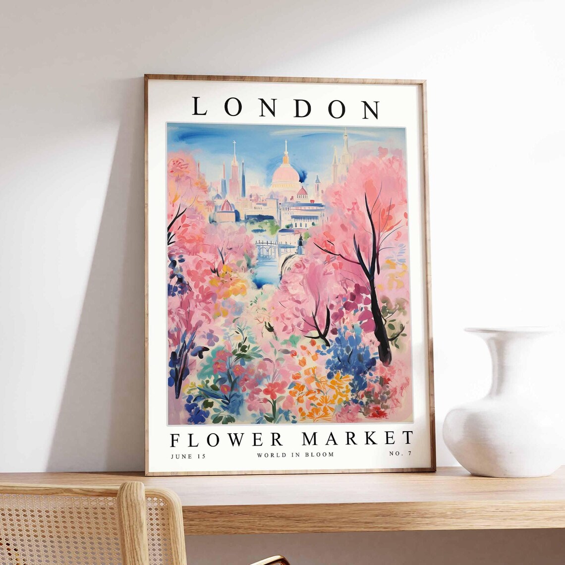 London St Pauls Flower Market Cherry Blossom Bloom Art Poster