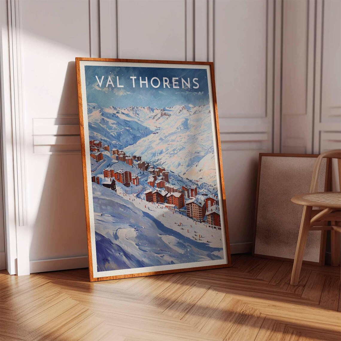 Val Thorens France Red Village Snowy Slopes Panorama View Poster - Image 3