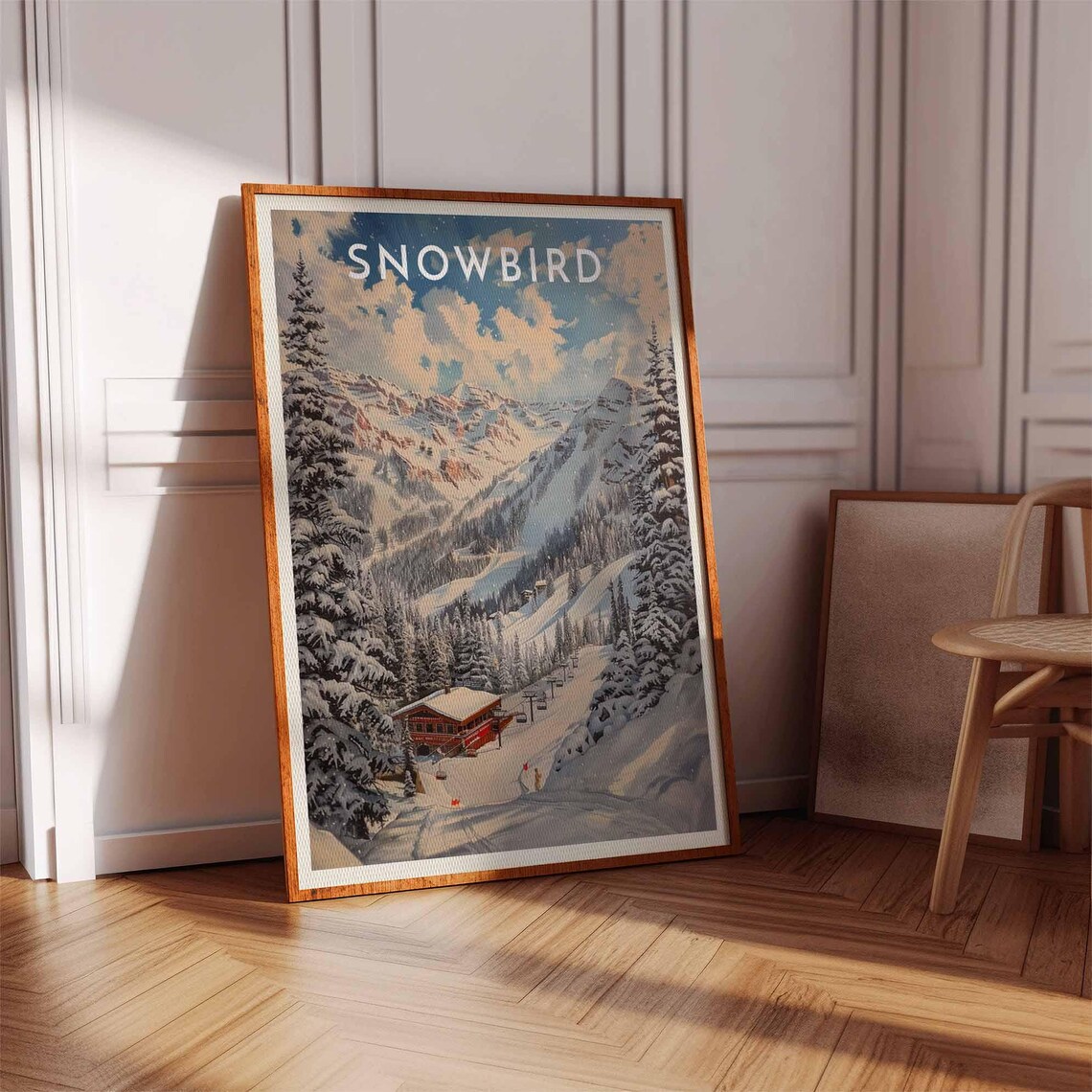 Snowbird Utah Red Lodge Chairlifts Snow Laden Pines Powder Travel Poster - Image 3