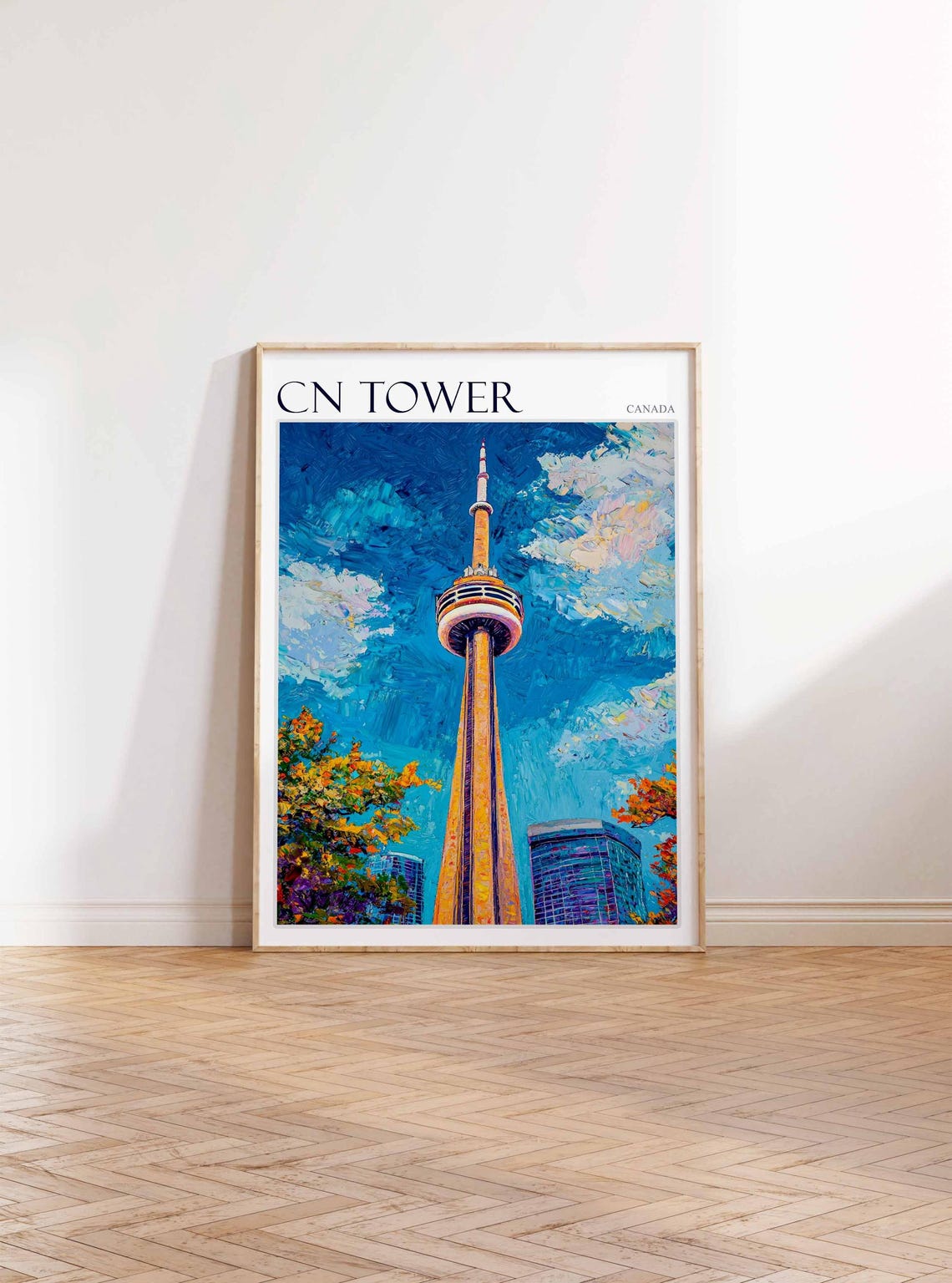 CN Tower Canada Toronto Blue Sky Bold Brushstroke Painting Poster - Image 3