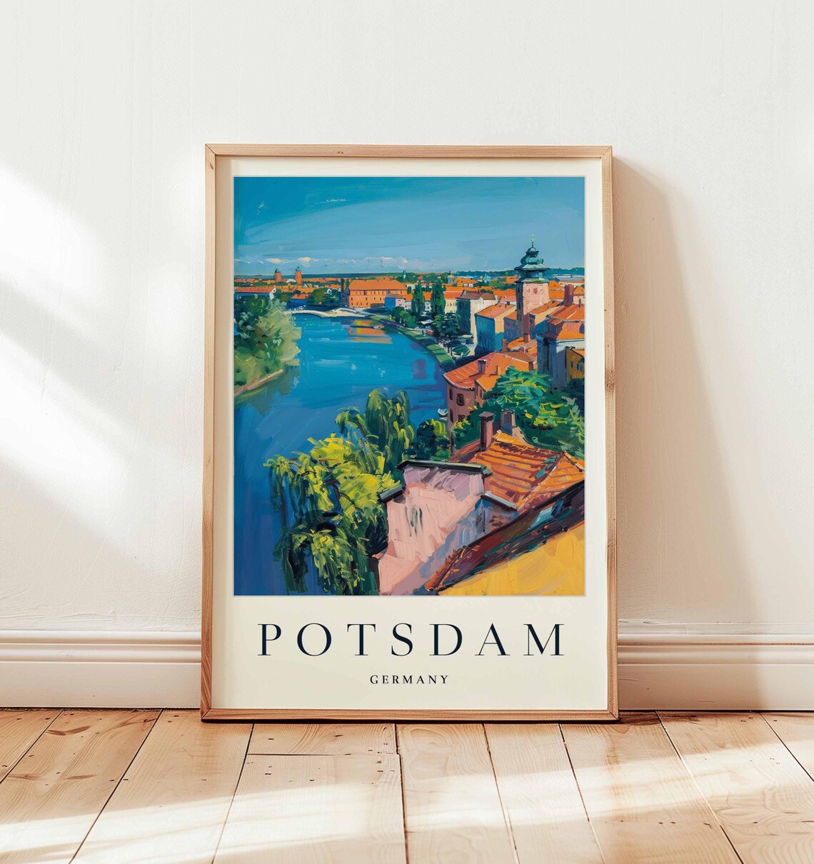 Potsdam Germany Aerial View of River and Old Town Rooftops Poster