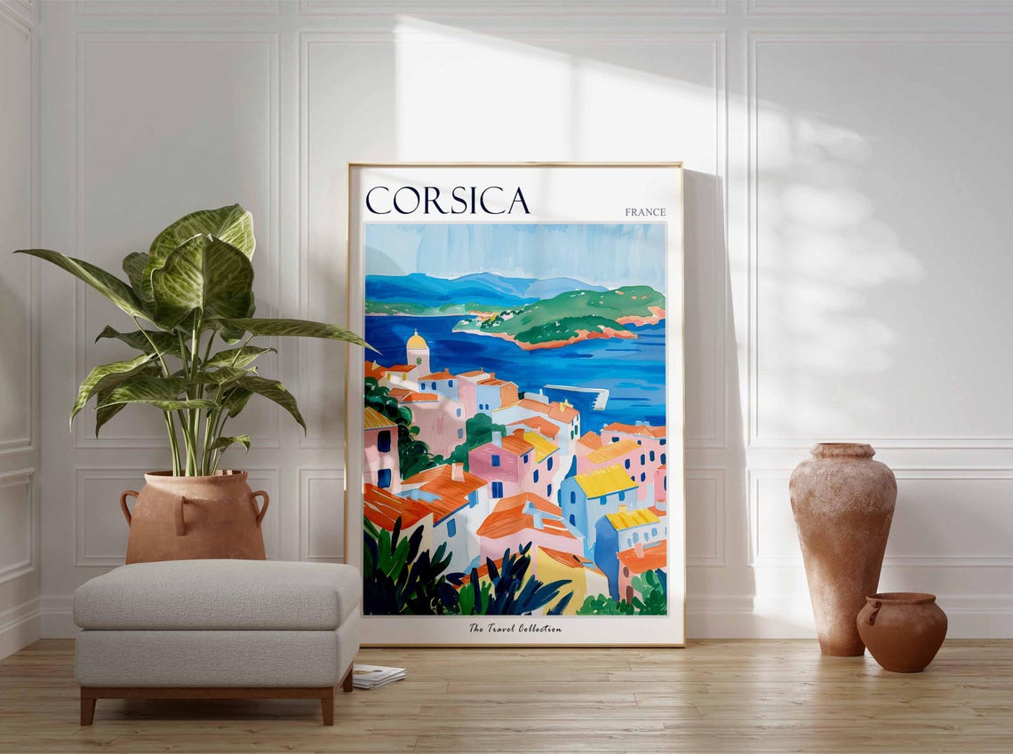 Corsica Poster France Travel Print French Decor Europe Travel Poster European Wall Art Sea Print Corsica Gift Corsica Travel Poster - Image 3