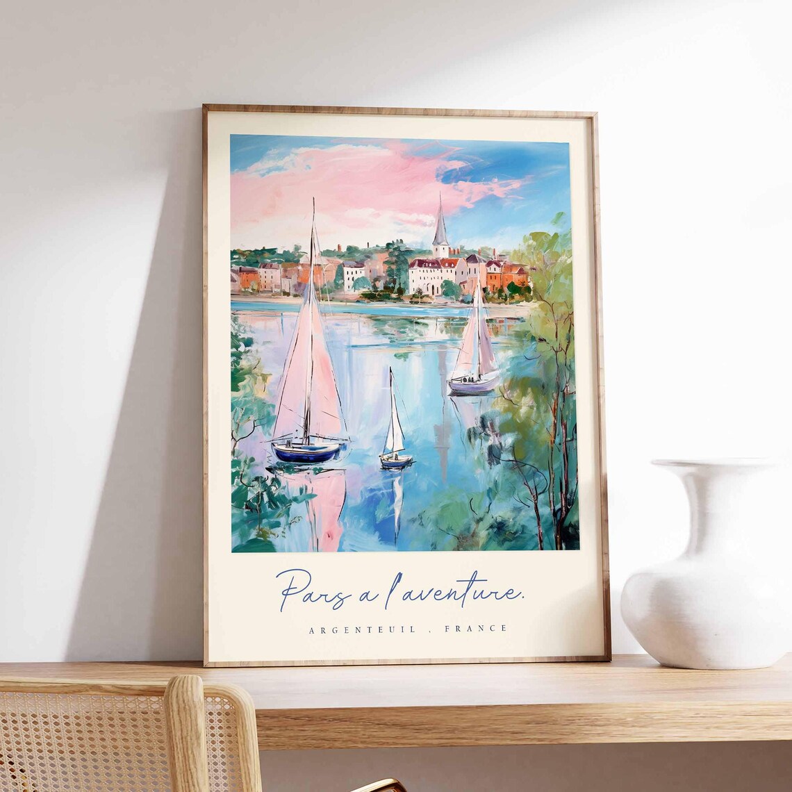 Argenteuil France Sailboats On The River Seine Travel Poster