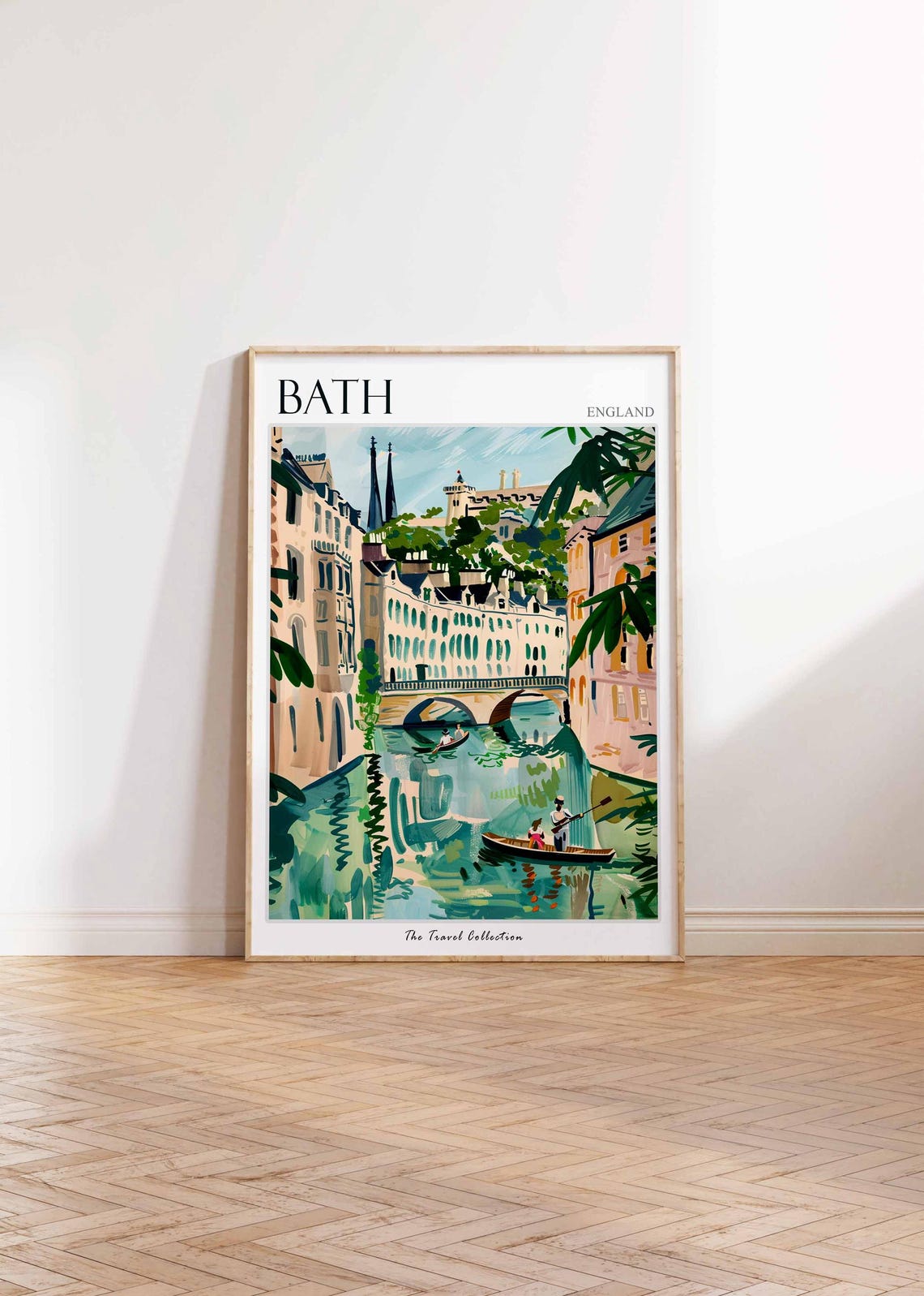Bath England Georgian Crescent River Punt Travel Collection Poster - Image 2