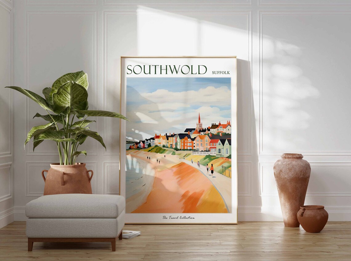 Southwold Suffolk Seaside Town Promenade And Beach Art Poster - Image 3