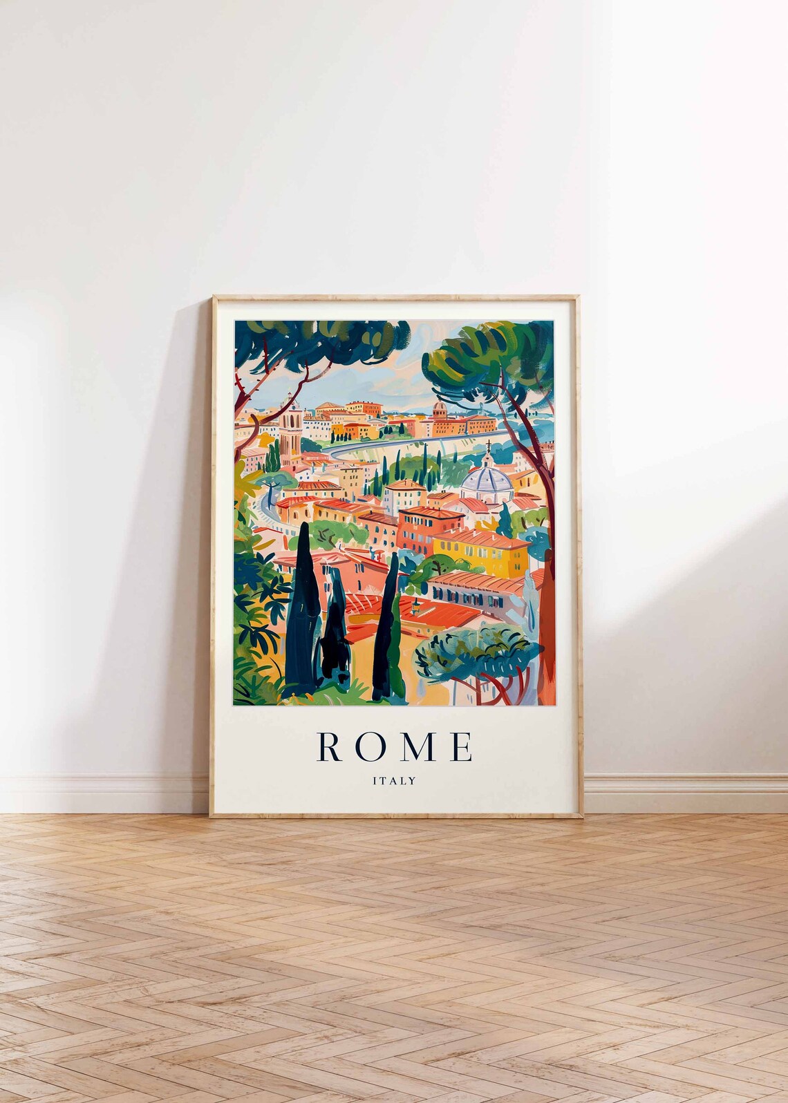 Rome Italy Colorful Cityscape Travel Poster Artistic Rooftops View - Image 2