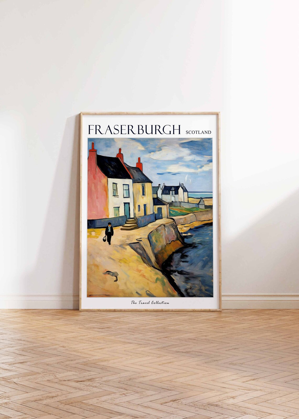 Fraserburgh Scotland Coastal Cottages Painted Travel Poster Art - Image 2