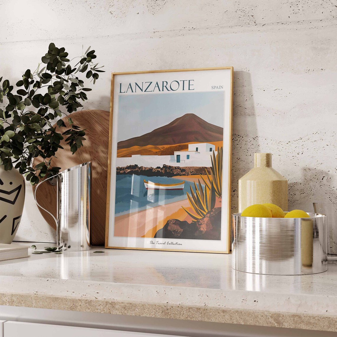 Lanzarote Spain Volcanic Island Boat Beach Minimal Travel Poster - Image 2