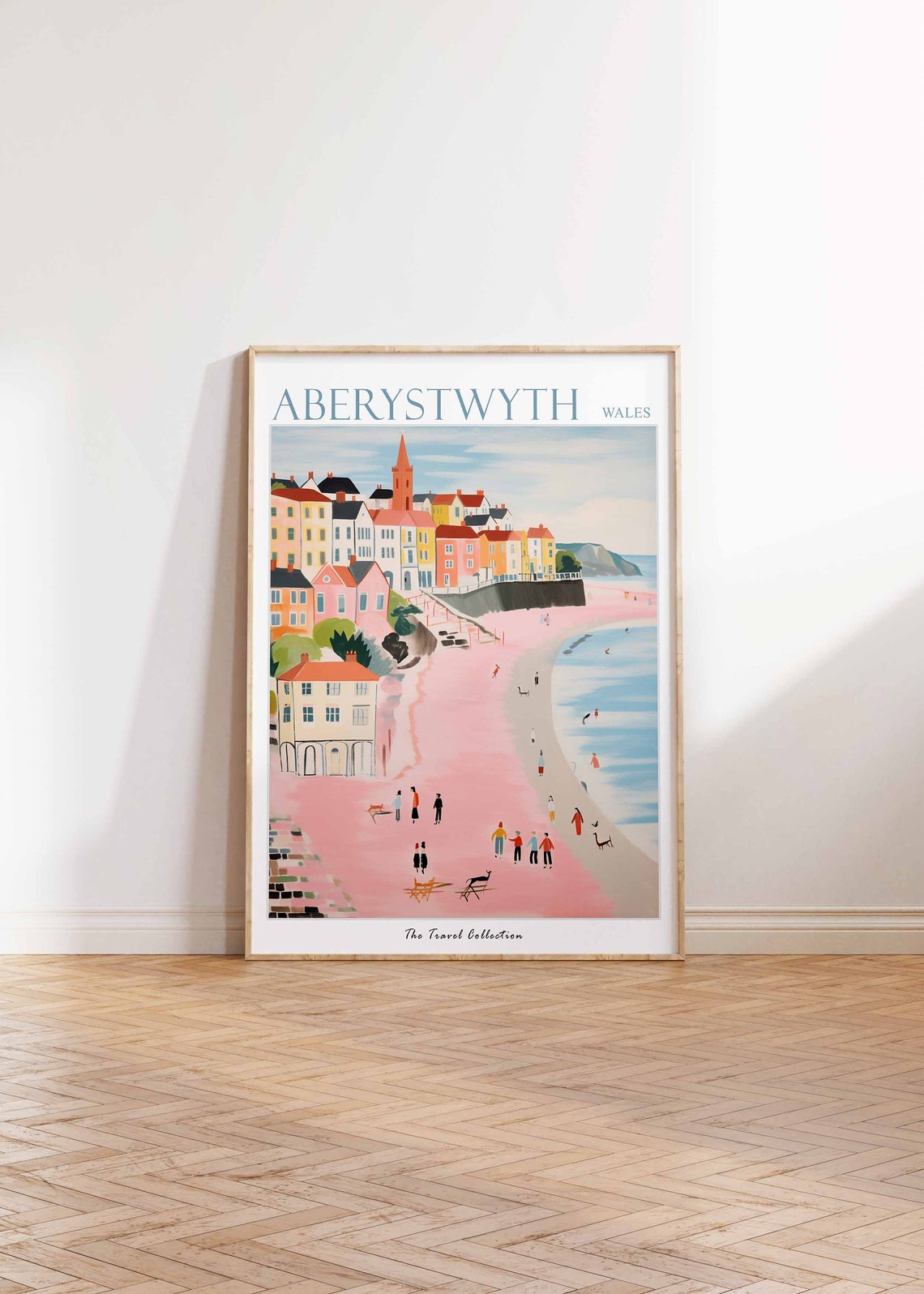 Aberystwyth Wales Pastel Seaside Town Illustration Travel Poster - Image 3