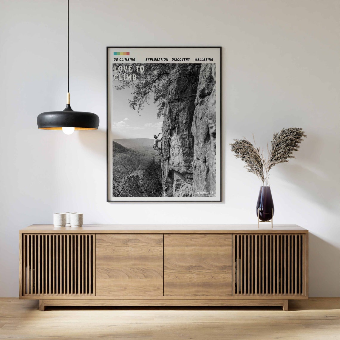 Love to Climb Rock Climbing Black White Adventure Sports Poster - Image 2