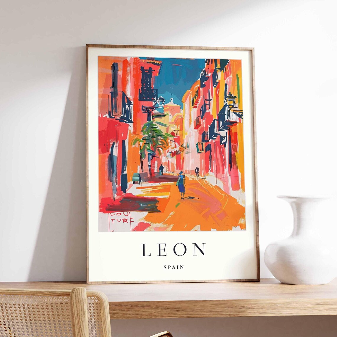 Leon Spain Travel Poster, Castile Cityscape Art