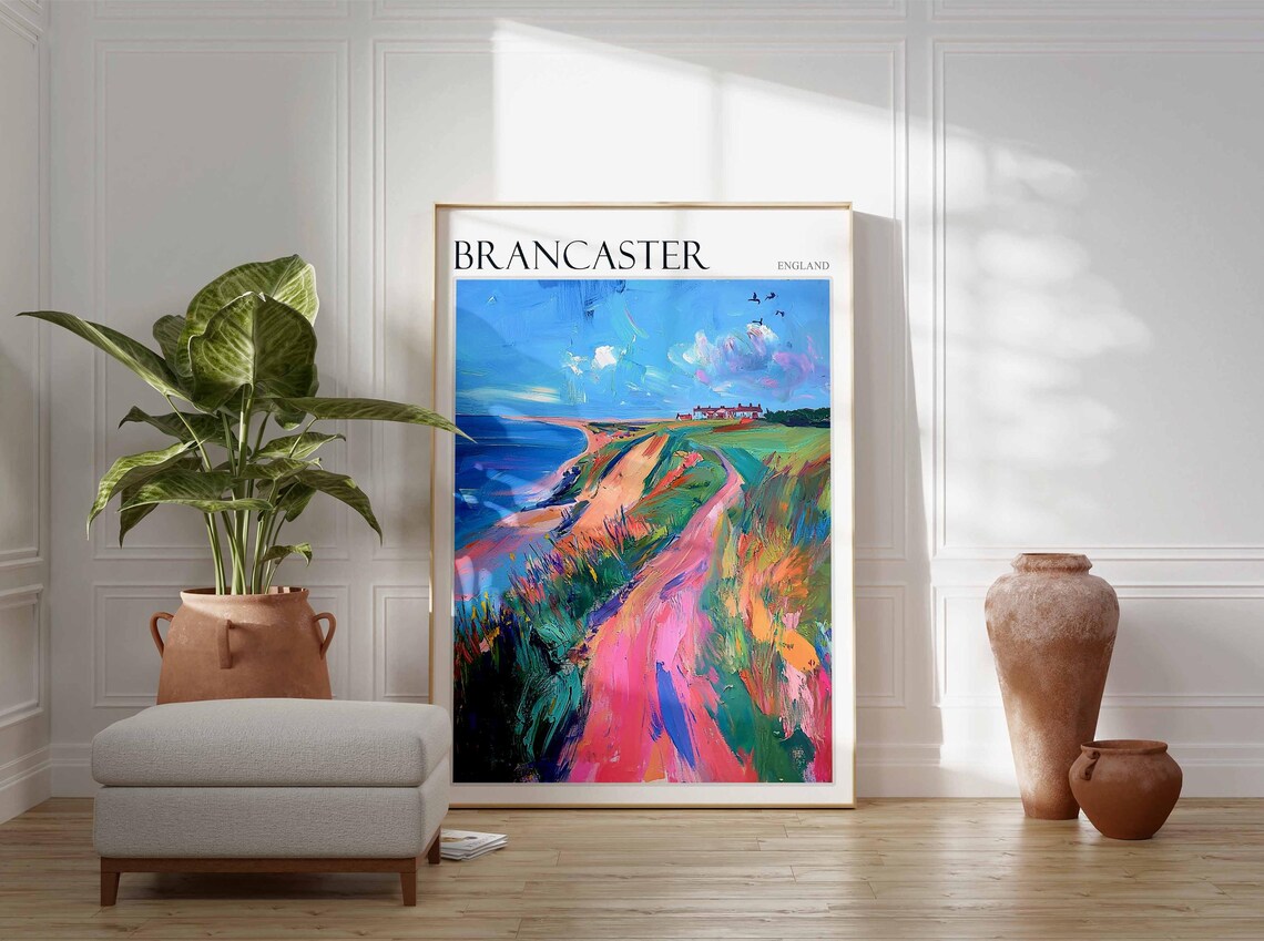 Brancaster England Pink Coastal Path Through the Dunes to the Sea Poster - Image 3