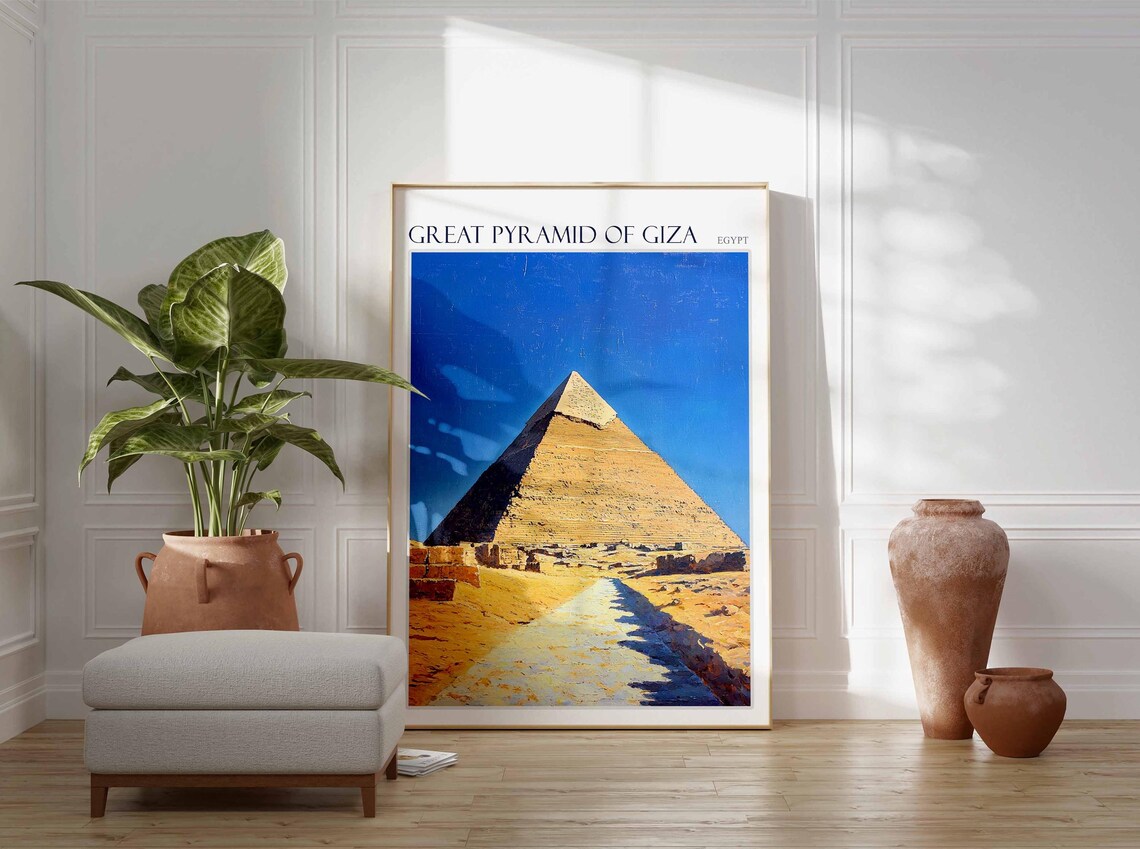 Great Pyramid Of Giza Stone Pathway Golden Desert Travel Poster - Image 2