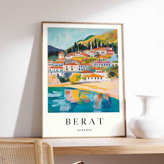 Berat Albania Travel Poster Ottoman Architecture Art Print