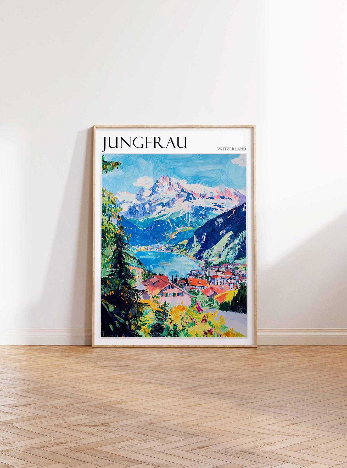 Jungfrau Poster Switzerland Travel Print Swiss Decor Europe Travel Poster European Wall Art Jungfrau Gift Jungfrau Travel Poster - Image 3
