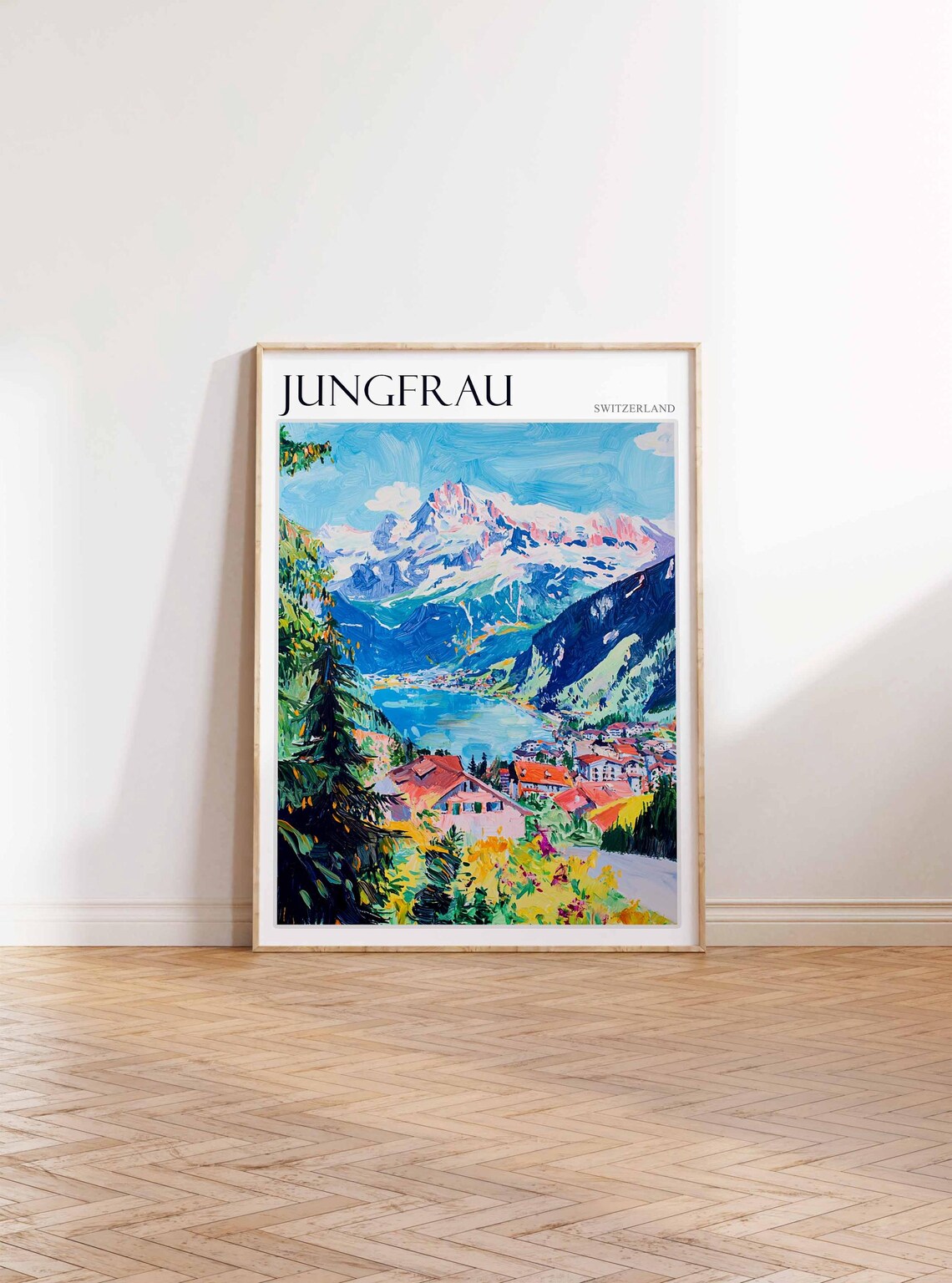 Jungfrau Switzerland Mountain Village Lake Alpine Travel Poster - Image 3