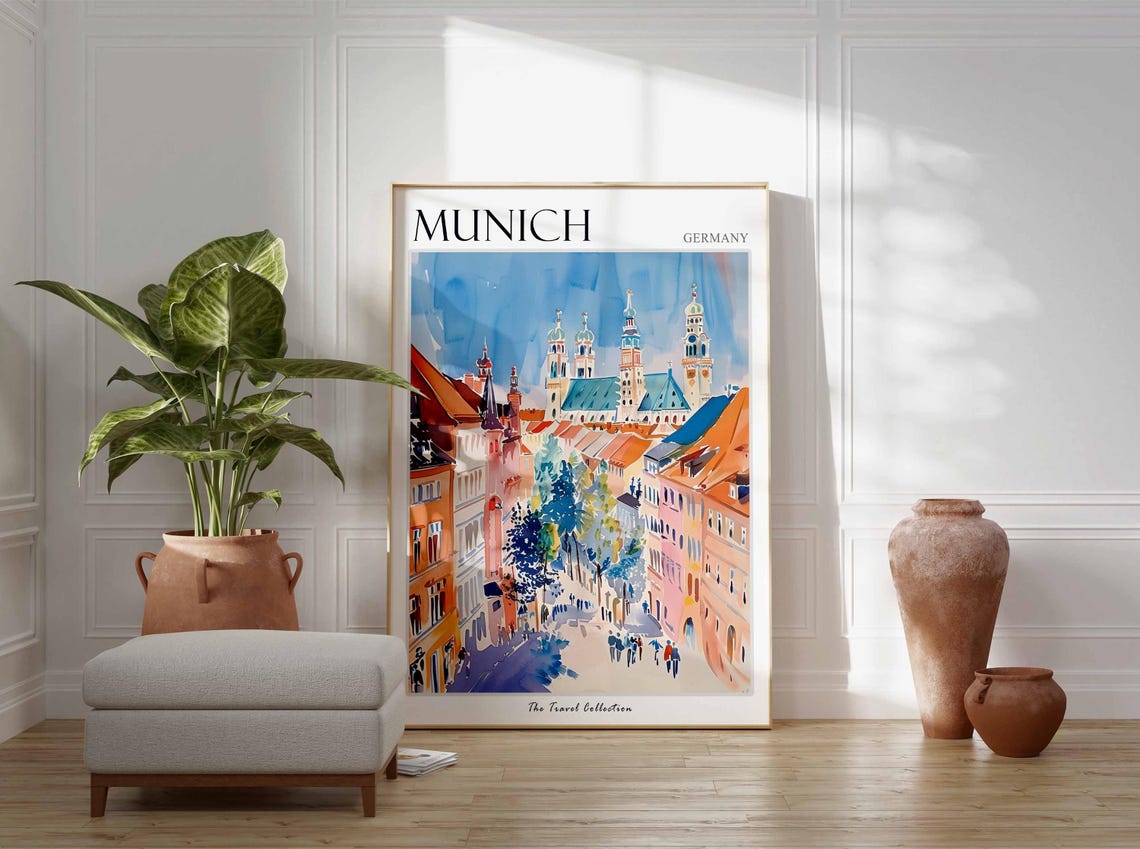 Munich Poster Germany Travel Print German Decor Europe Travel Poster European Wall Art City Print Munich Gift Munich Travel Poster - Image 3